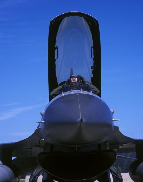 Rising sun symbol worn by USAF F-16 pilot, Misawa, Japan. 2008