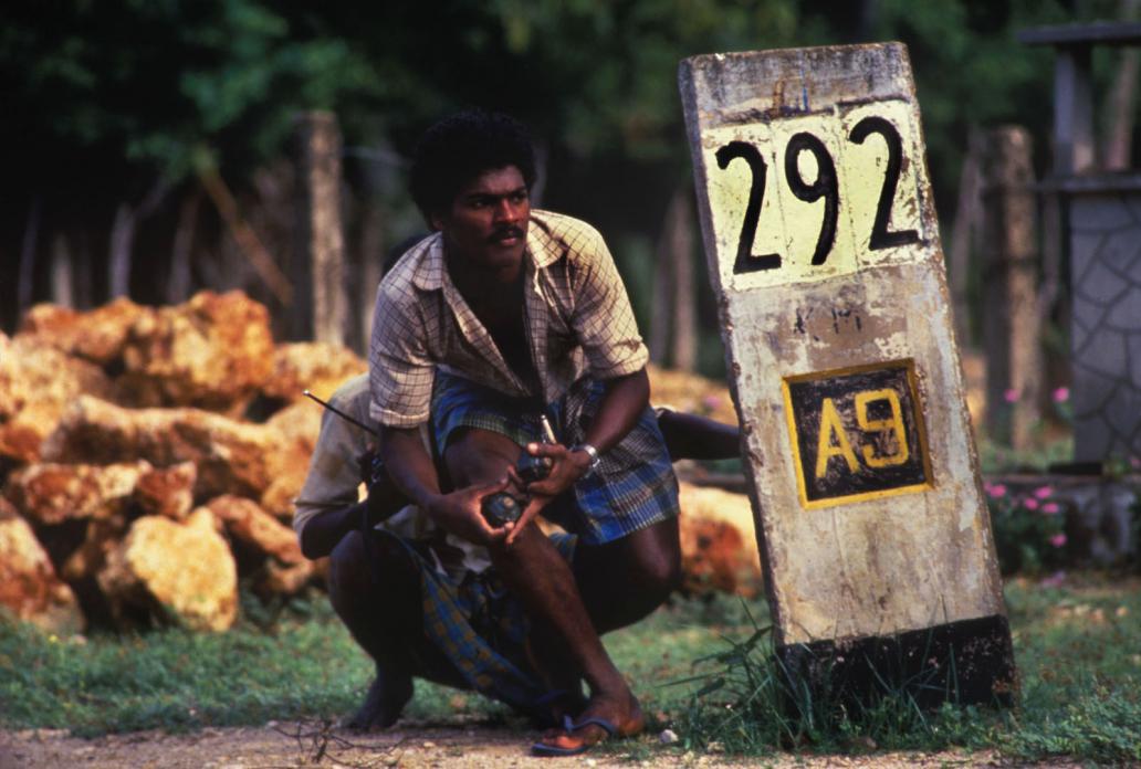 LTTE militant with hand grenades, Jaffna, 1987